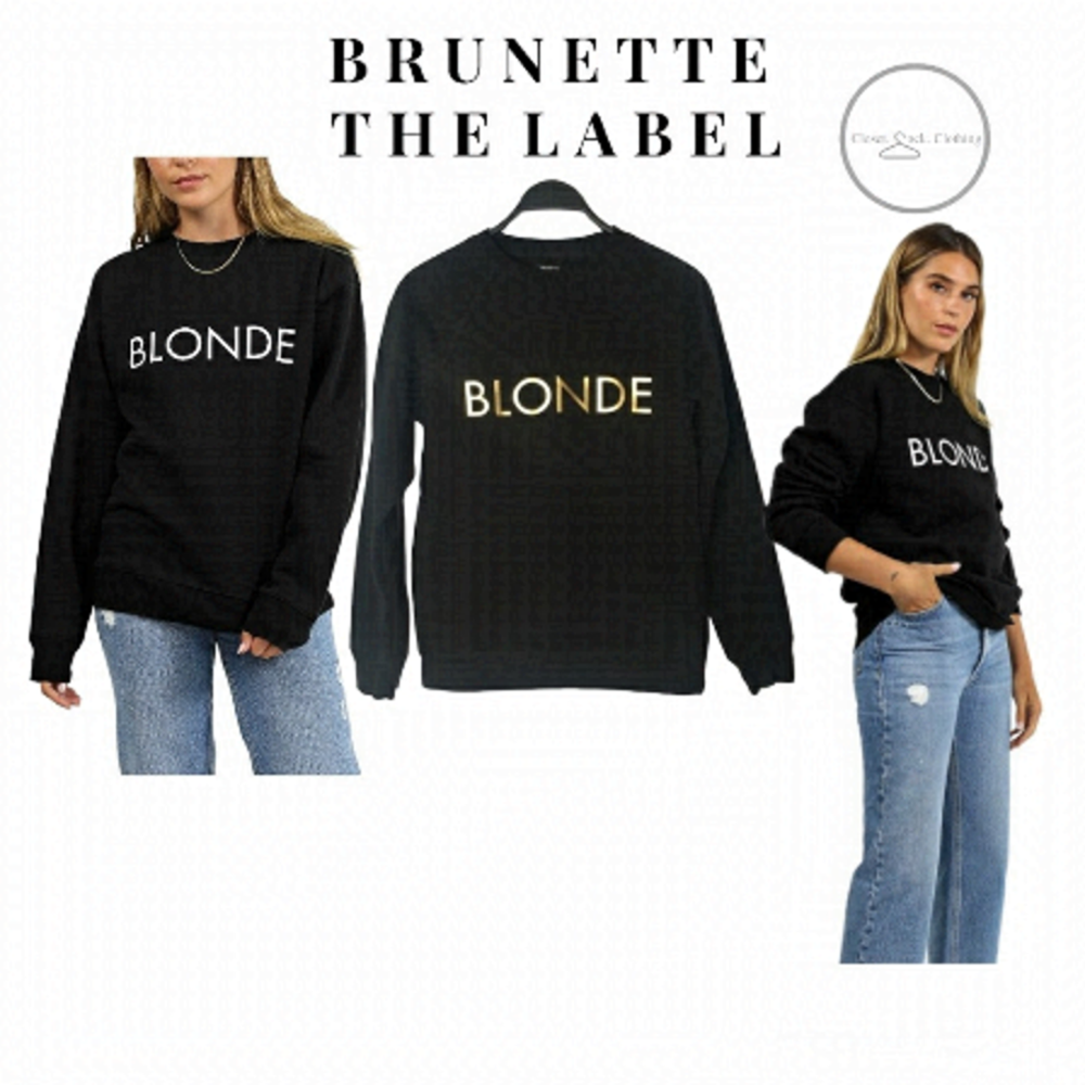 BRUNETTE The Label Blonde Core Crew Sweatshirt in Gold Font Size XS/S